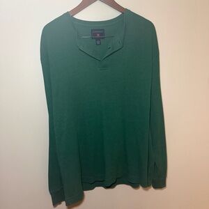 Saddlebred Mens XL Green Long Sleeve Henley Shirt Casual Soft Cotton Blend